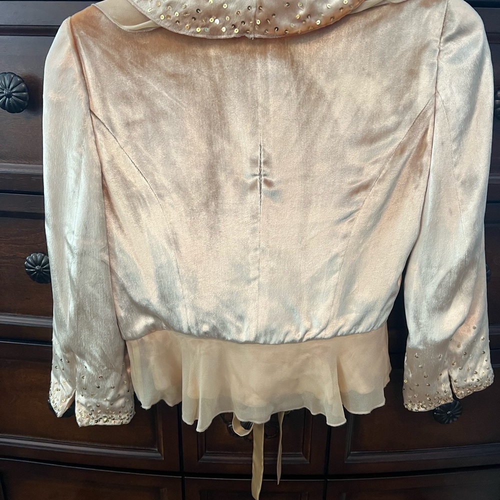 Bebe Vintage Gold Embellished Blazer Jacket. Size 2. - Picture 10 of 16